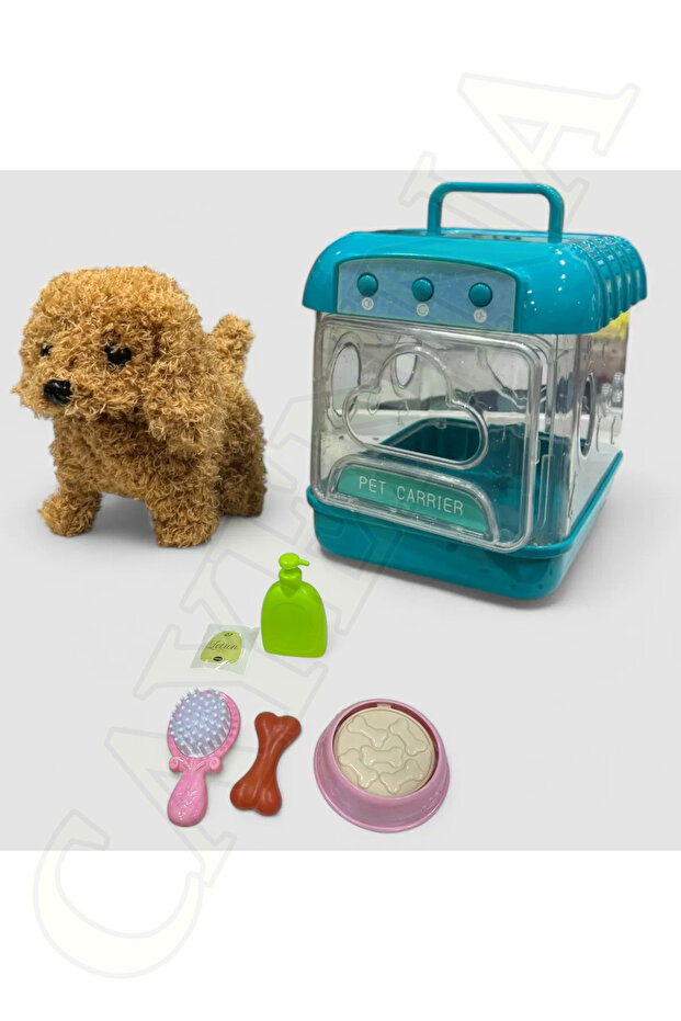 Sesli Işıklı Yürüyen Köpek Taşıma Çantalı Aksesuarlı Set - Taşınabilir Çantalı Yürüyen Köpek Set - 1