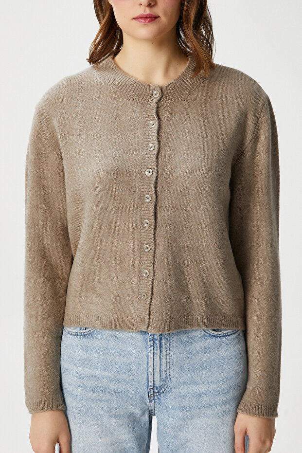 Kadın Nina Bisiklet Yaka Vizon Basic Hırka - 3