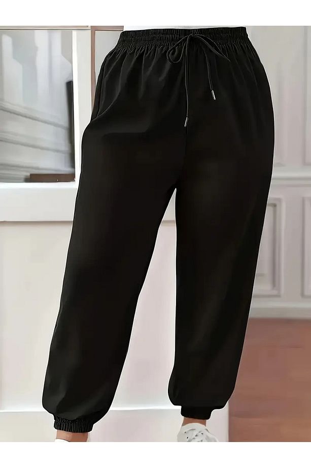 SİYAH RelaxFit Jogger Yüksek Bel  Eşofman Altı 2 İplik Örme Kumaş ŞAH MODAuljk - 3