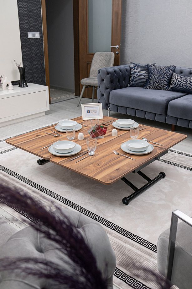 Akıllı Sehpa Juppo Üst Tabla Mdf Urartu Oval Köşe Alt Ayak Siyah Dışa Kıvrım - 6