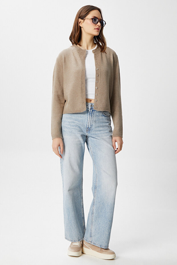 Kadın Nina Bisiklet Yaka Vizon Basic Hırka - 8