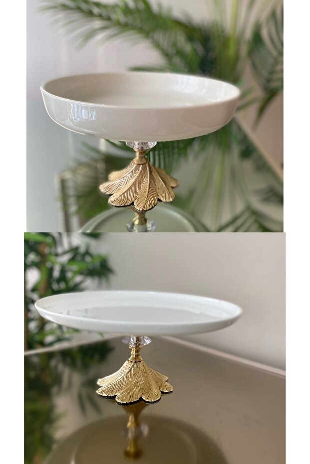 2-Piece Porcelain Standing Presentation, Serving Plate and Salad Bowl, Appetizer, Food, Cake, Cheese Presentation Set