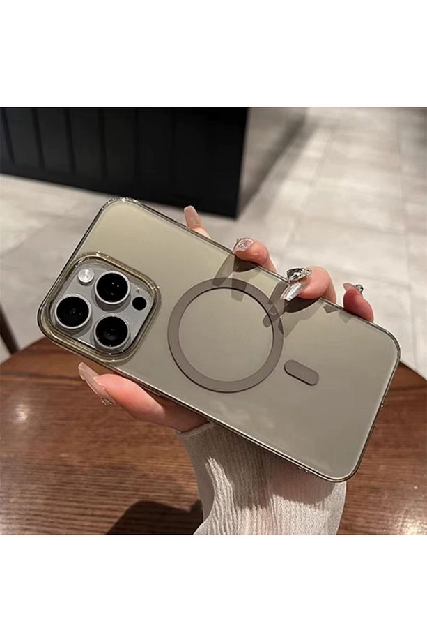 İPhone 15 Pro Max ÇöL Rengi Sararmaz Magsafe Mika Hafif Sert Parlak Şeffaf Kapak (SİLİKON DEĞİL) - 1