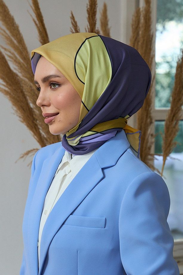 Yaz Işıltısı Koleksiyonu Soft Eşarp Hardal Antrasit 1190-15 - 3