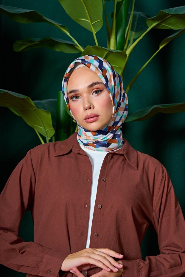 مجموعة مراكش وشاح ناعم باللون الفيروزي البني 1205-08