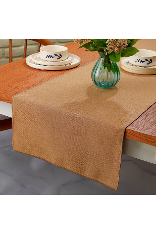 Home Bianca Keten Polyester Runner 40x160-kahverengi