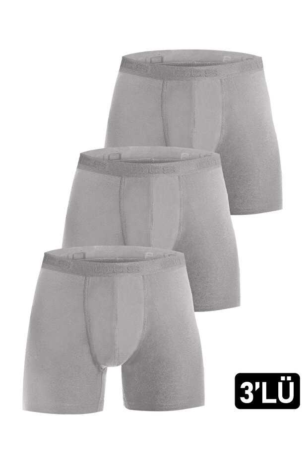 3'lü Erkek Modal Boxer Gri - 1