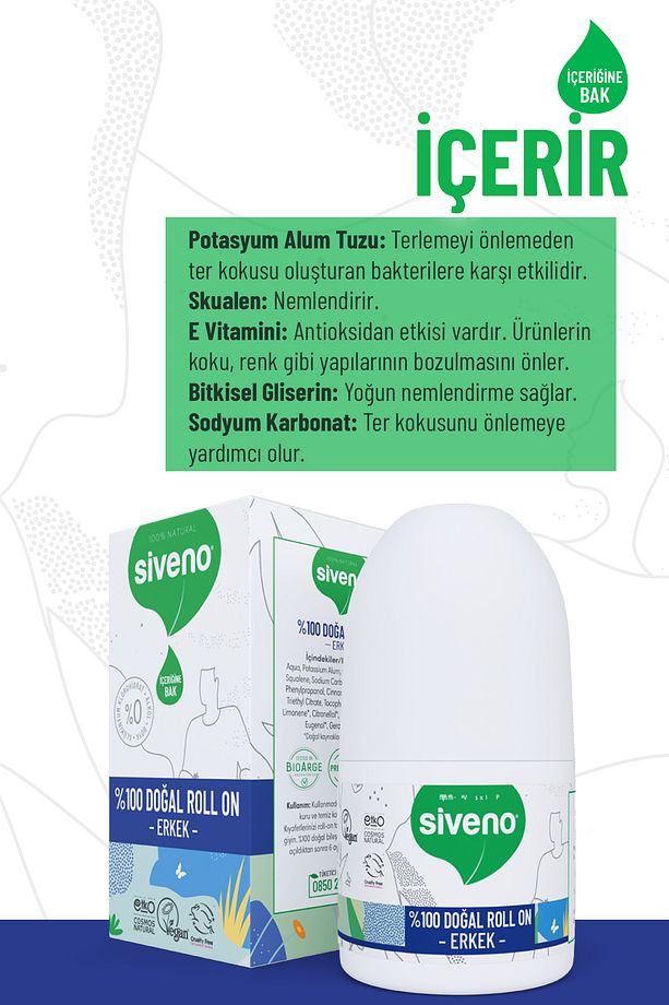 %100 Doğal Roll-on Erkek Deodorant Ter Kokusu Önleyici Bitkisel Leke Bırakmayan Vegan 50 ml - 4