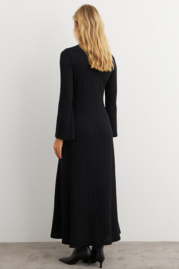 Kadın Siyah Basic Maxi Elbise MTF30 - 7