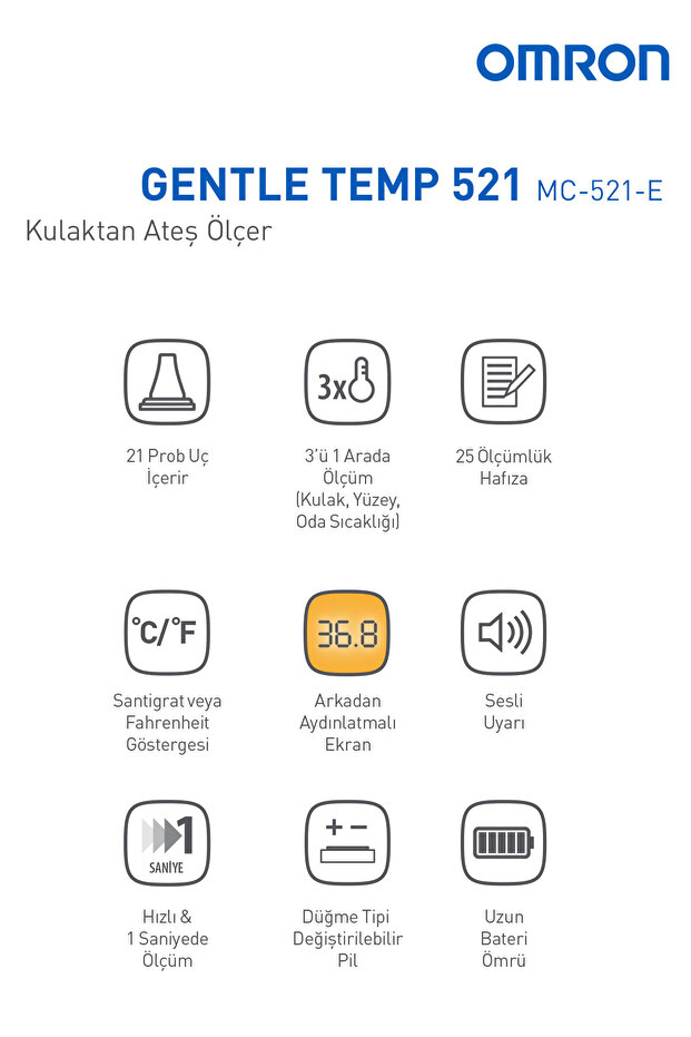 Gentle Temp 521, 3'ü 1 Arada Kulaktan Ateş Ölçer - 4
