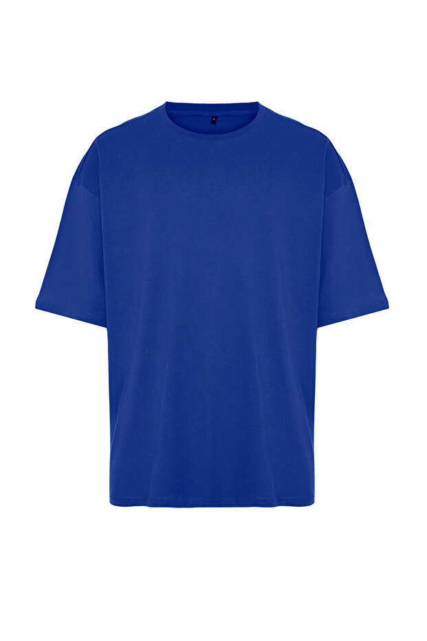 Mavi Oversize/Geniş Kesim %100 Pamuklu Kısa Kollu Basic T-Shirt TMNSS22TS0318 - 6