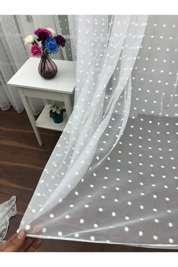 Polka Dot Sports Patterned Tulle Curtain 450x250 Sparse Pleat 1/2