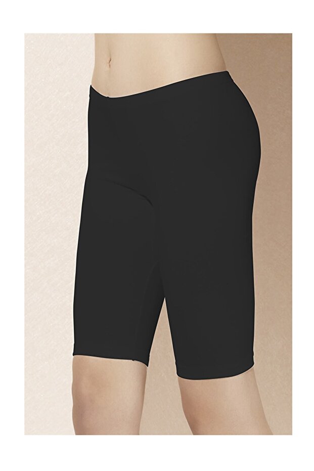 Likralı Siyah Modal Şort - 1
