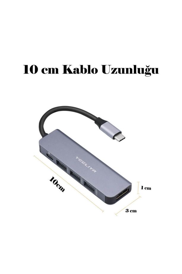 Usb Type C 3.1 To Hdmi Usb-c / 3x Usb 3.0 Hub Çevirici Adaptör - 7