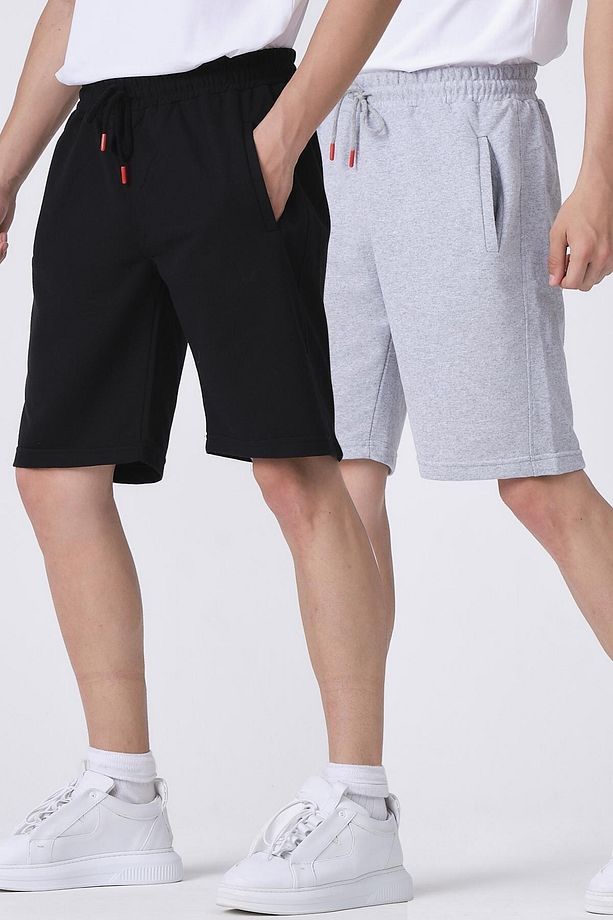 Erkek 2'li Paket Bermuda Regular Fit Şort Gri-Siyah - 1