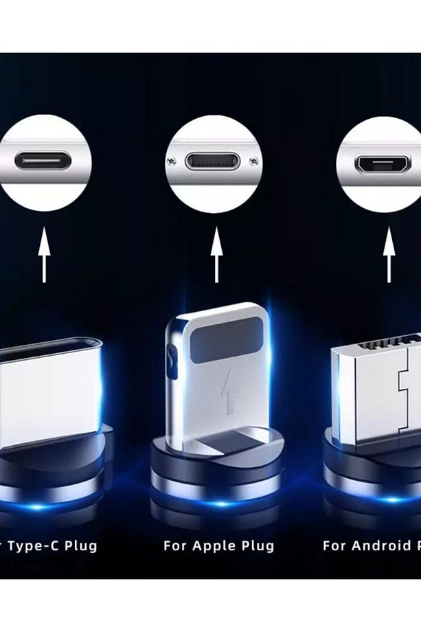 5 Adet Plug Type-c Yedek Başlık Işıklı Mıknatıslı Şarj Kabloların Plug Manyetik Başlık Dönüştürücü - 5