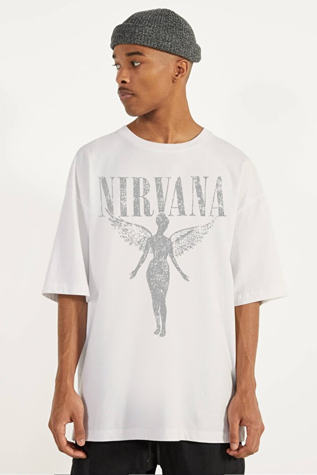 Men's White Angel Nirvana Oversize Short Sleeve T-shirt