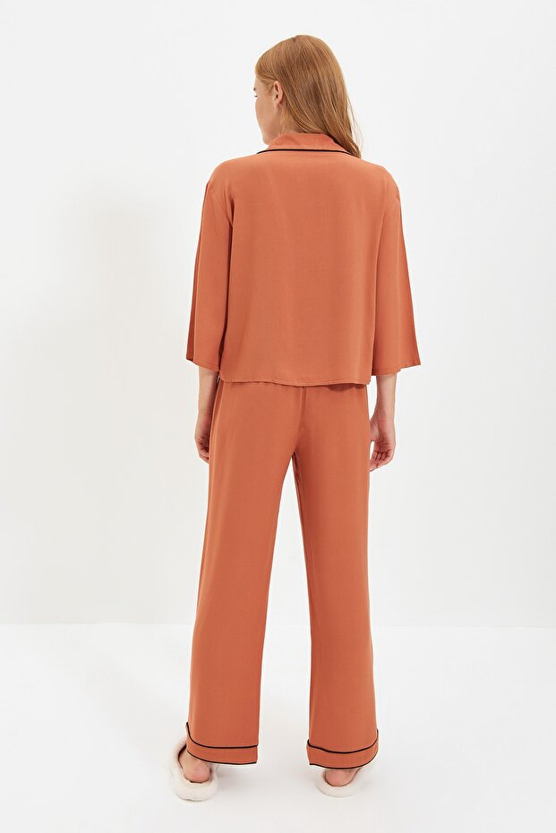 Tarçın Biyeli Viskon Dokuma Pijama Takımı THMAW21PT0292 - 6