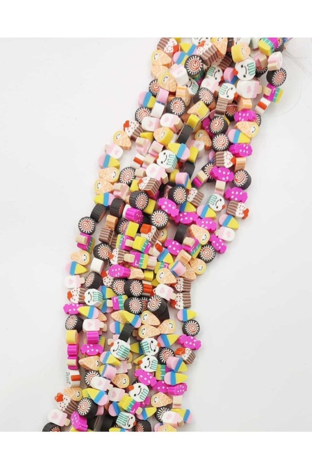 2 Strings (80 Pieces) Fimo Bead Ice Cream Figure
