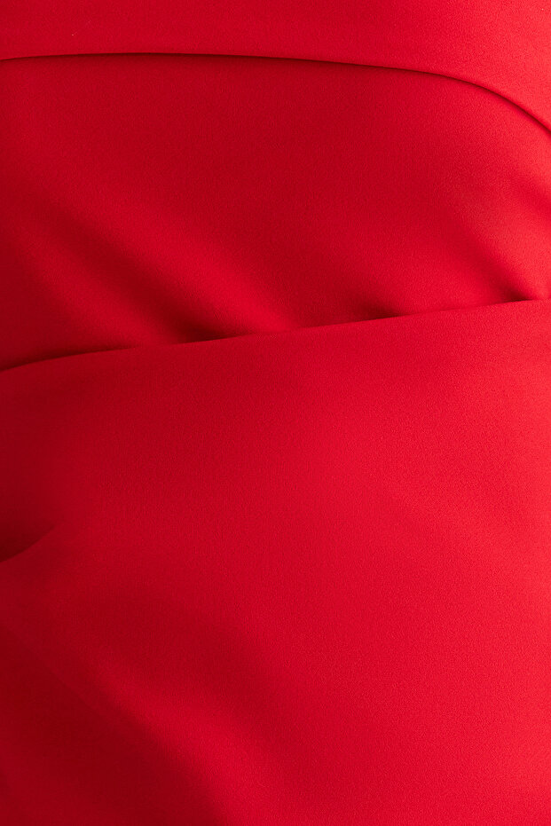Kırmızı Straplez Fitted Drapeli Dokuma Bluz TWOSS24BZ00348 - 3
