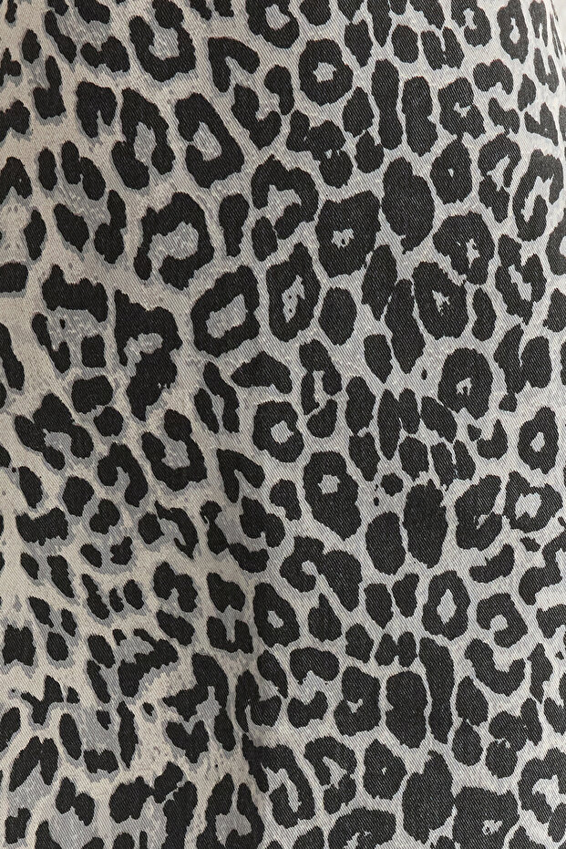Çok Renkli Pamuklu Kumaş Animal Leopar Desenli Mini Boy Dokuma Etek TWOSS25ET00076 - 3