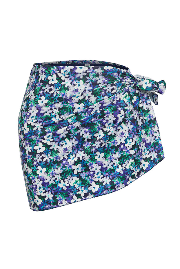 Çok Renkli Çiçek Desenli Pareolu 2'li Set Büyük Beden Bikini Altı TBBSS25CR00003 - 7