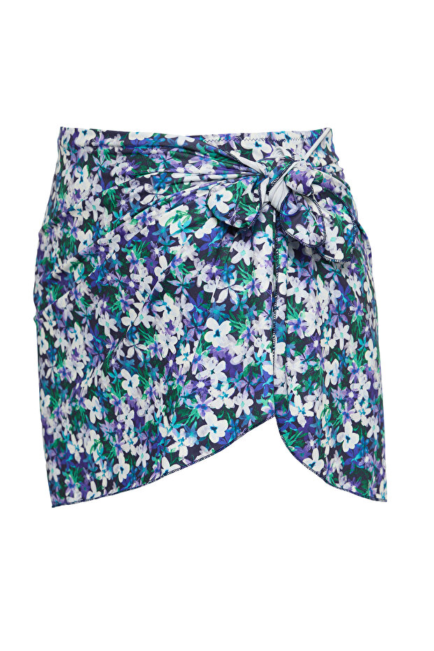 Çok Renkli Çiçek Desenli Pareolu 2'li Set Büyük Beden Bikini Altı TBBSS25CR00003 - 10