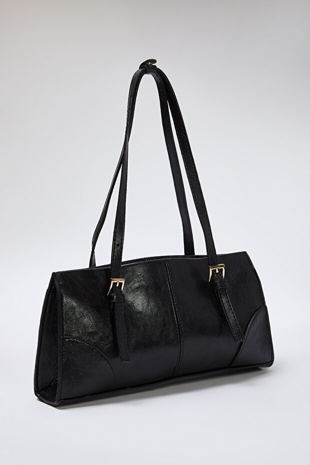 Czarna torba damska na ramię zapinana na zatrzask Takss25Oc00017 - 5