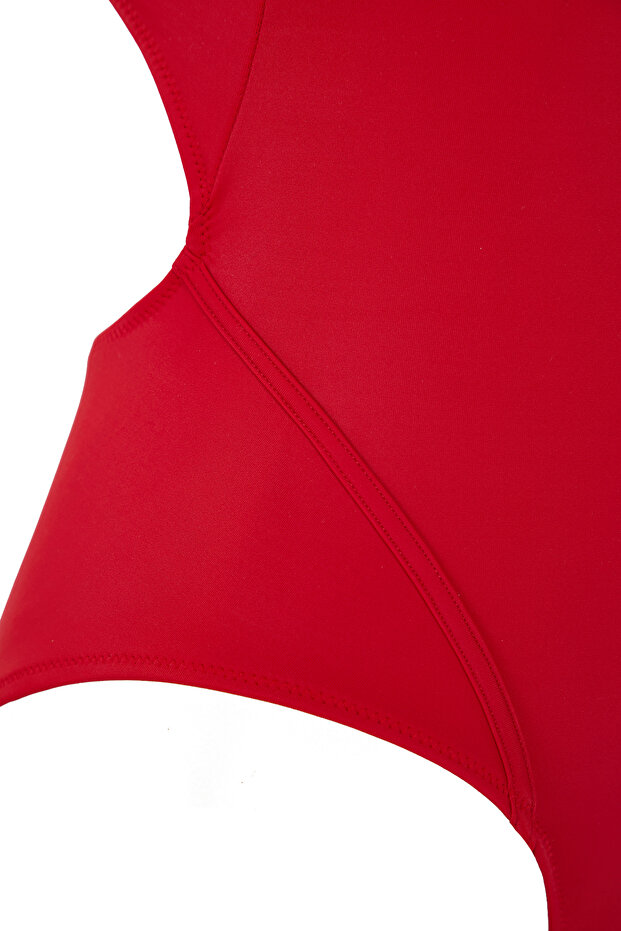 Czerwony kostium kąpielowy z odkrytymi plecami i dekoltem halter TBESS25MA00038 - 6
