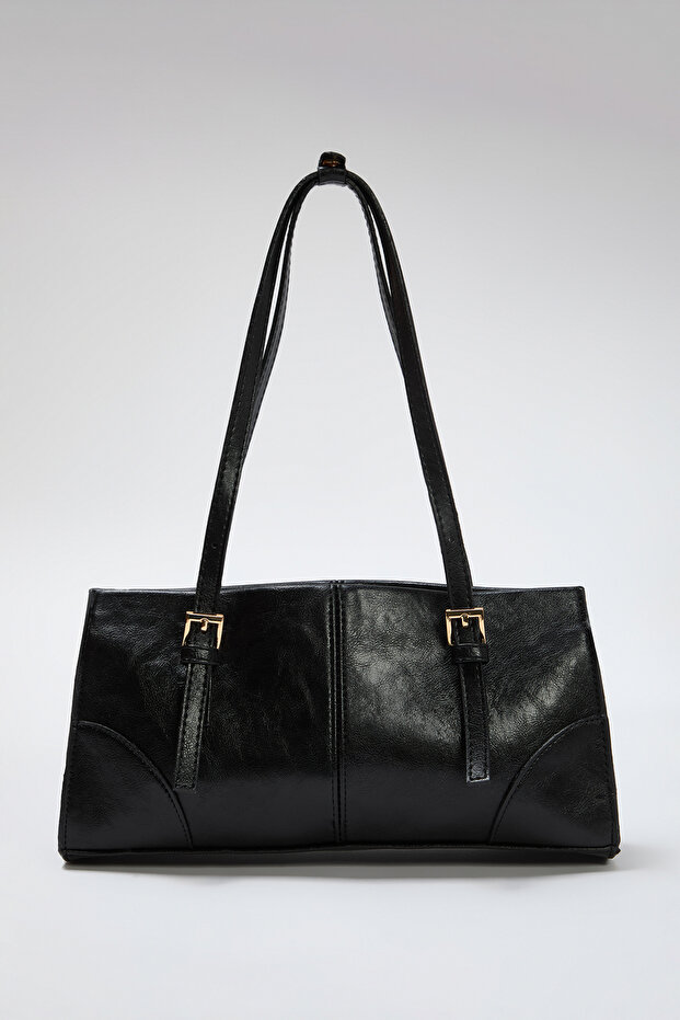 Czarna torba damska na ramię zapinana na zatrzask Takss25Oc00017 - 4