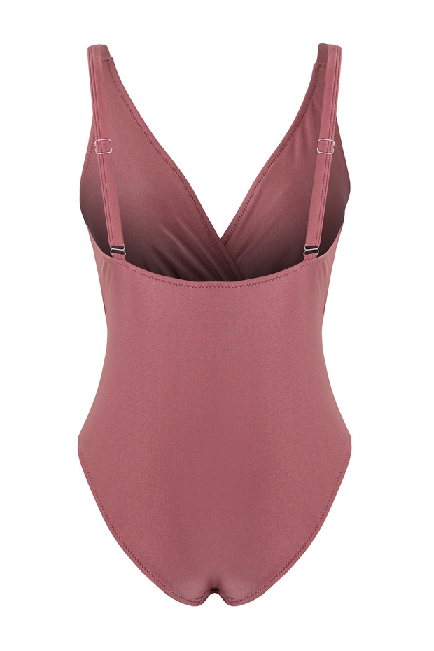 Pembe Aplike Detaylı V Yaka Kaplı Regular Mayo TBESS25MA00062 - 8