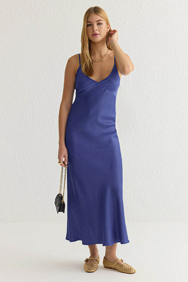 Saks Düz Düz Kesim Maxi Dokuma Elbise TWOSS24EL00163 - 1