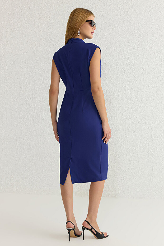 Saks Vücudu Saran Midi Dokuma Elbise TWOAW20EL0311 - 6