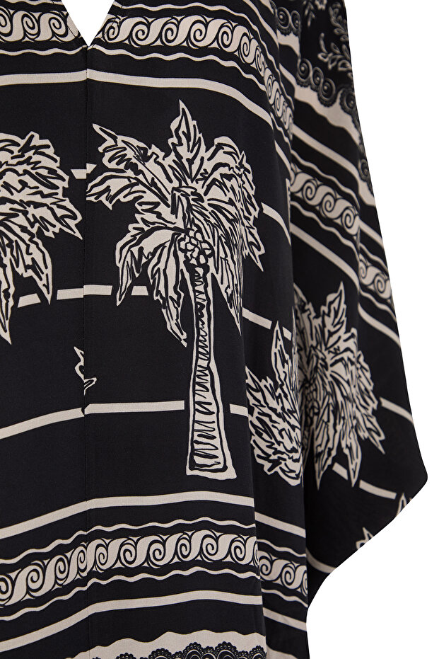 Sukienka plażowa midi z wzorem tropikalnym TBESS25EL00031 - 6