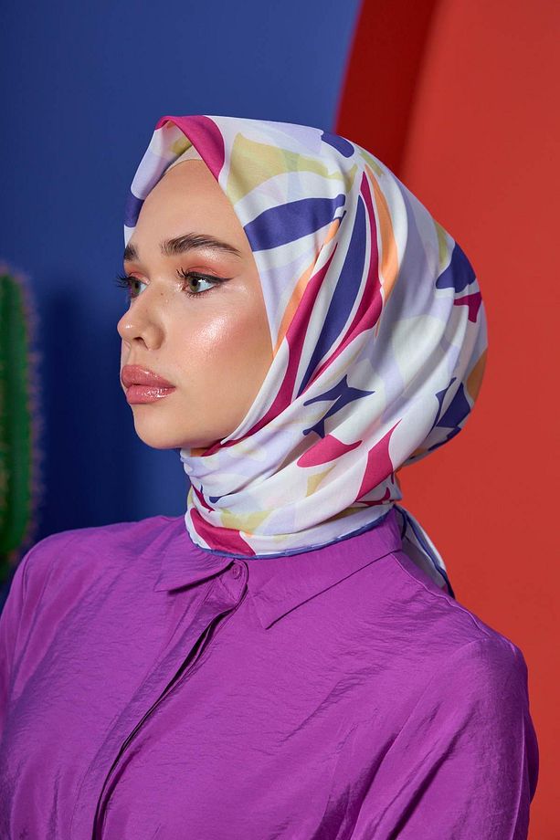 Marrakech Koleksiyon Soft Eşarp Lila Koyu Pembe 1206-03 - 2