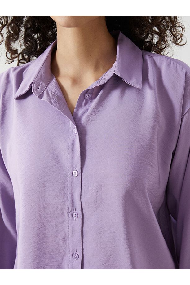 LCW Modest Lila Oversize Kadın Gömlek Tunik - 3