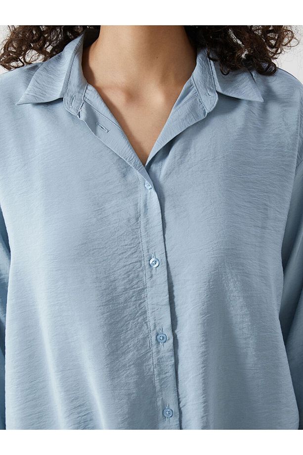 LCW Modest Mavi Oversize Kadın Gömlek Tunik - 3