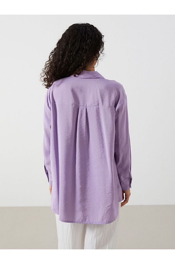 LCW Modest Lila Oversize Kadın Gömlek Tunik - 4