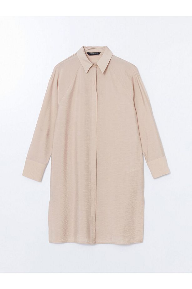LCW Modest Bej Dokulu Kadın Gömlek Tunik - 5