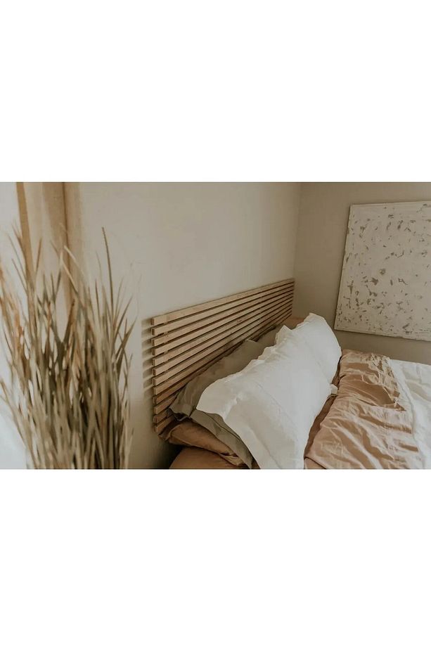 100cm Ahşap Masif Natural Yatak Başlığı 2 Adet Raflı 100cm X 60cm Masif Natural - 2 Adet Raflı - 3