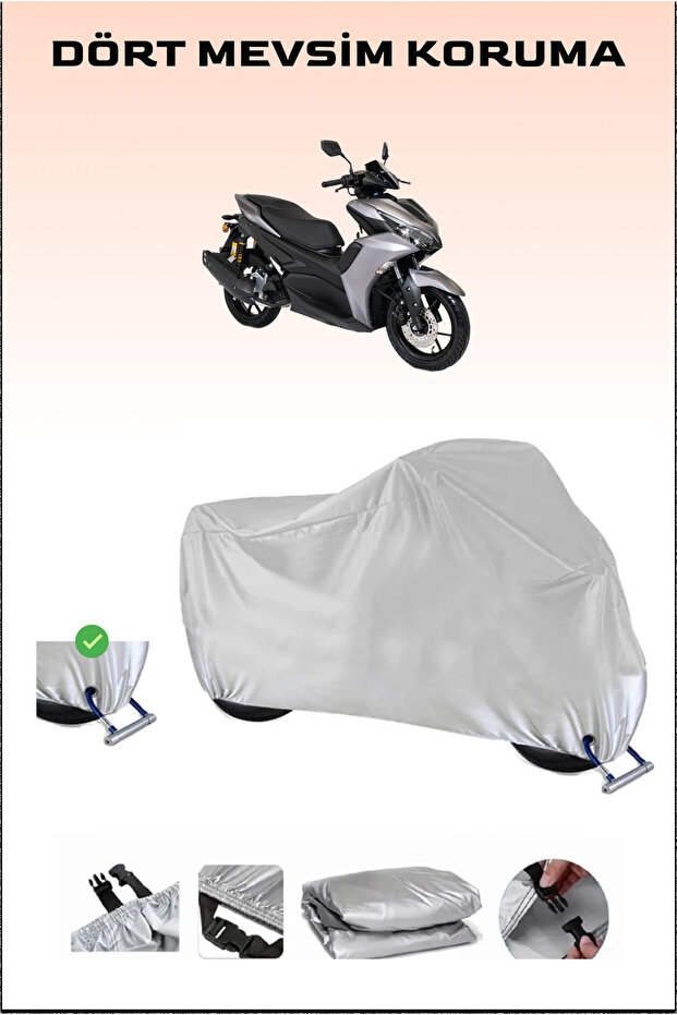 Motorcycle Tarpaulin Compatible with Lock for Rks Arome 125, Gray, Safe, Waterproof Durable Fabric