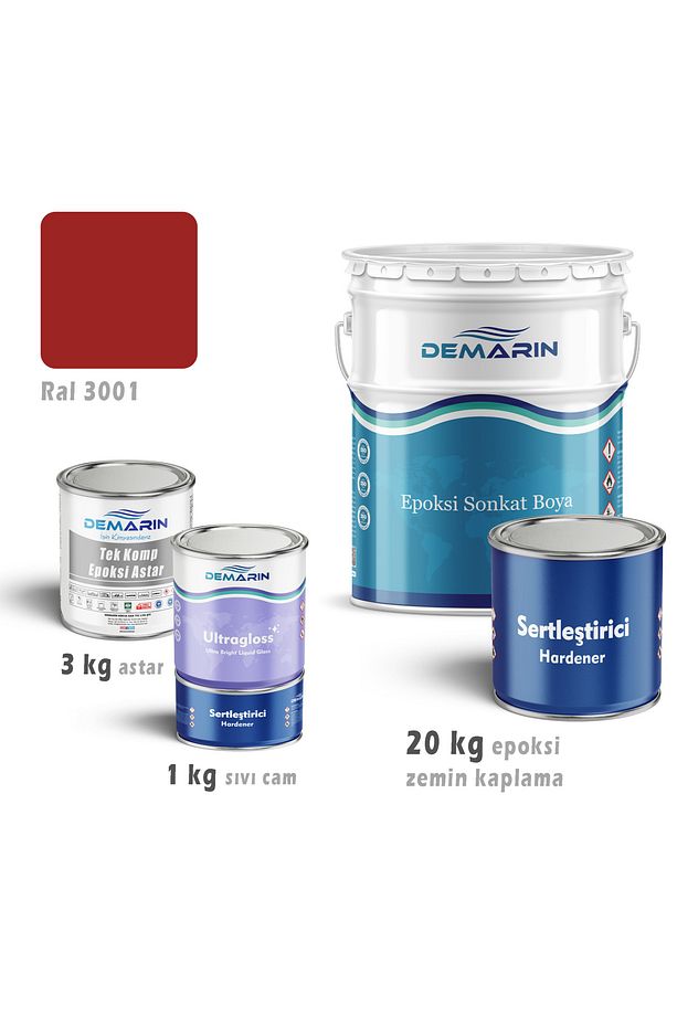 Epoksi zemin kaplama set (20 kg epoksi + 3 kg astar + 1 kg sıvı cam) - 1