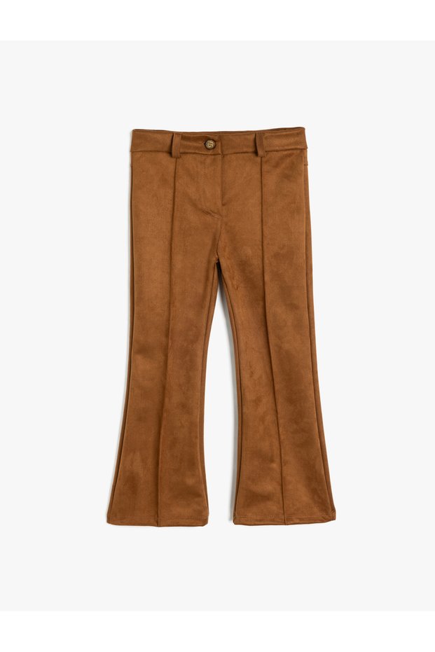 Faux Suede Trousers with Spanish Leg Zipper Detail