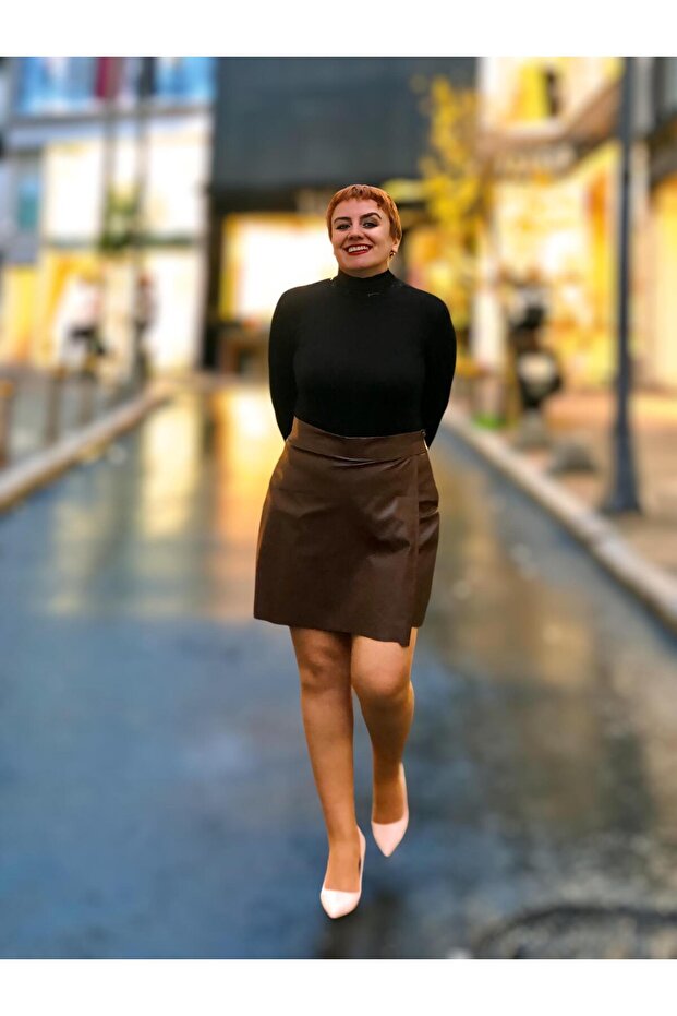 Deri mini şortlu etek - 5