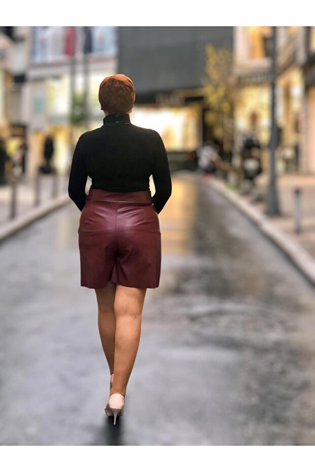 Deri mini şortlu etek - 6