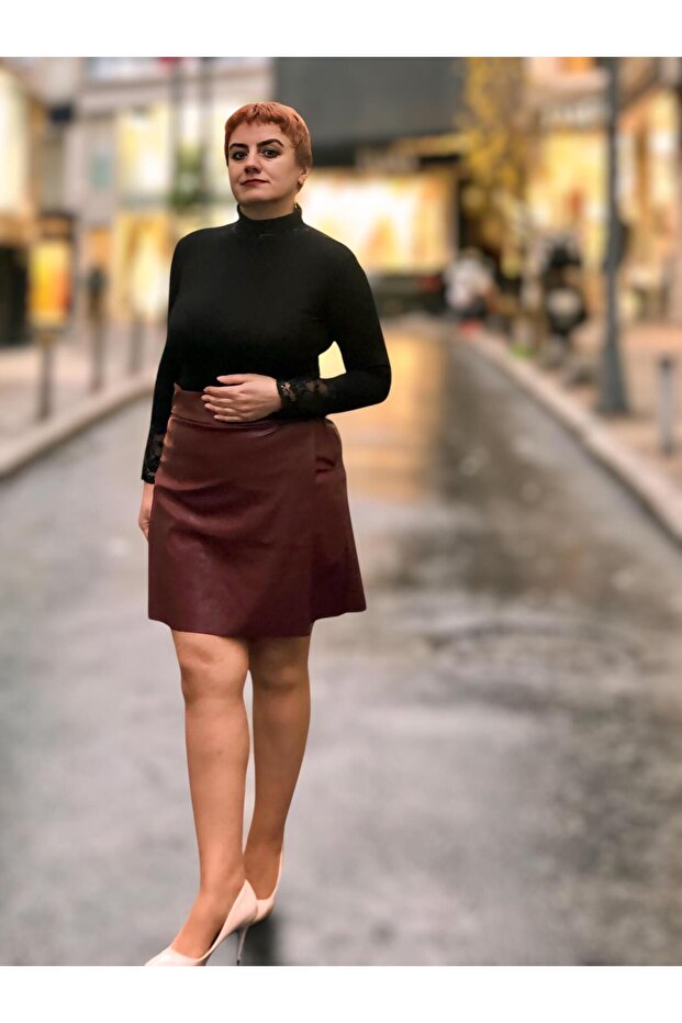 Deri mini şortlu etek - 2