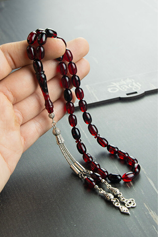 Kalemkar İmameli Red Black Fire Amber Prayer Beads