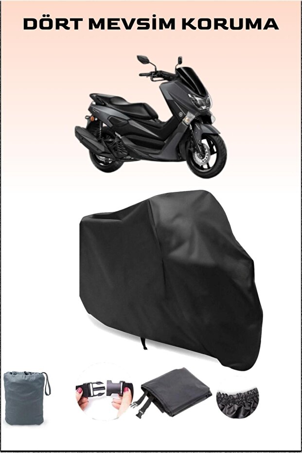 قماش القنب الأسود المتوافق مع Yamaha Nmax 155 للدراجات النارية، قماش آمن ومقاوم للماء