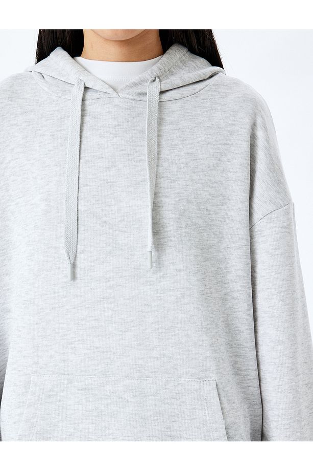 Kapüşonlu Kanguru Cepli Pamuklu Basic Sweatshirt - 5