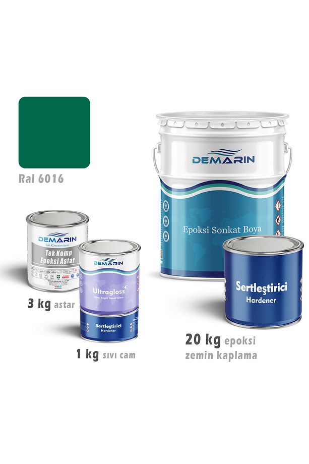 Epoksi zemin kaplama set (20 kg epoksi + 3 kg astar + 1 kg sıvı cam) - 1